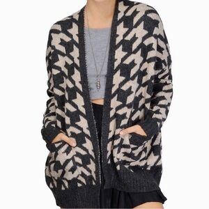 Dance & Marvel Open Front Houndstooth Cardigan